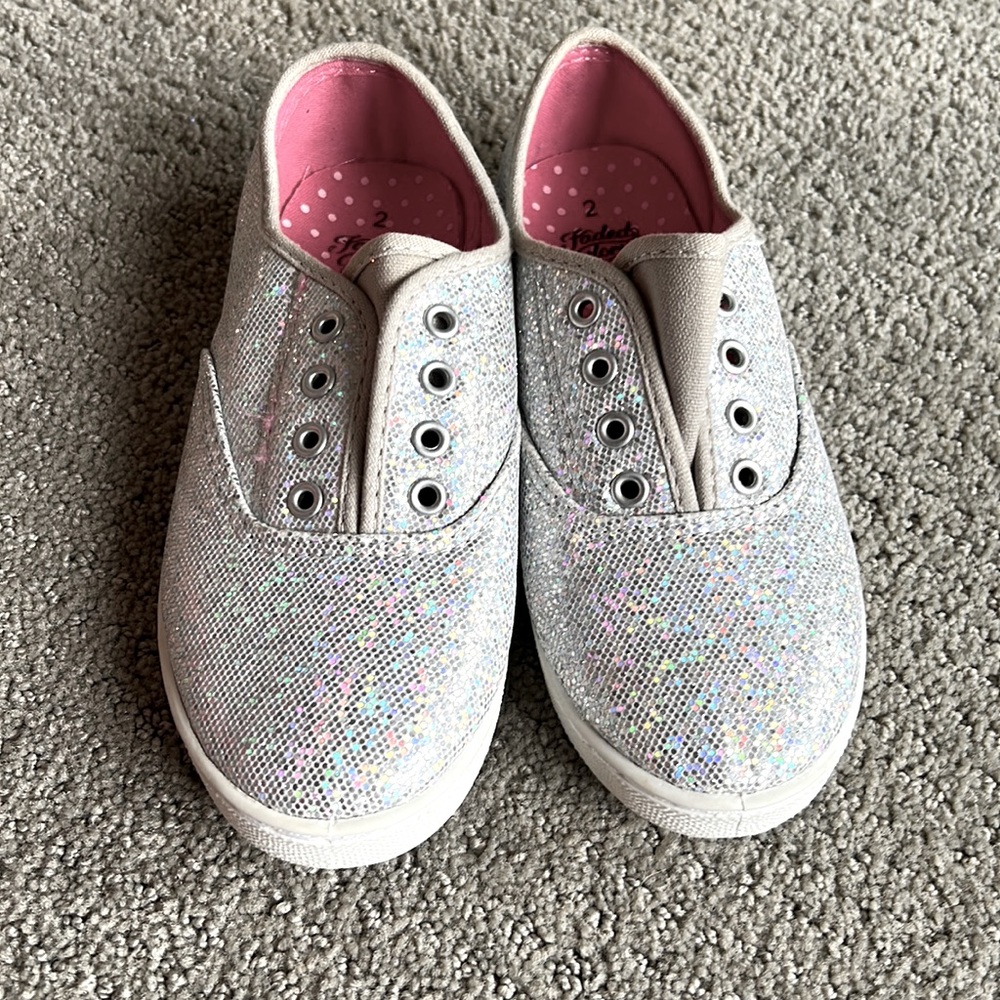 Never Worn Silver Glitter Sneakers, Size 2
